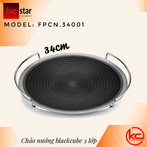 Chảo nướng Inox 3 lớp Blackcube 34cm