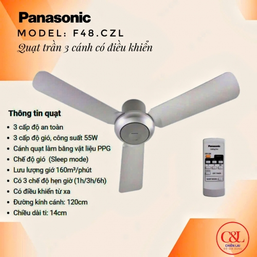 Quạt trần Panasonic 3 cánh F-48CZL