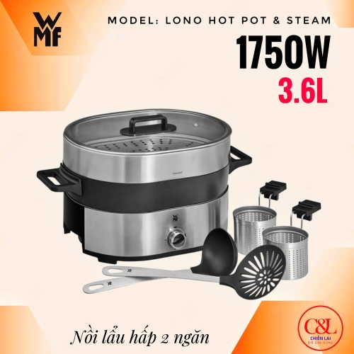 Nồi lẩu hấp đa năng 2 ngăn WMF LONO Hot Pot & Steam