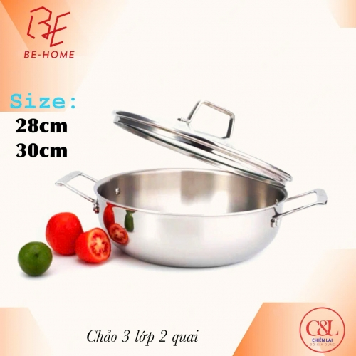 Chảo Behome đa năng 3 lớp 28x9 2 quai