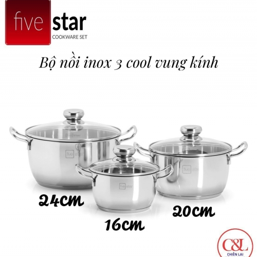 Bộ nồi Five star 3 vung kính FSB-3004
