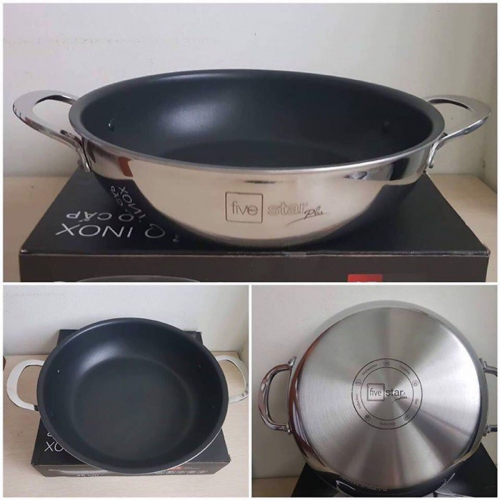 CHẢO CHỐNG DÍNH INOX 3 LỚP FIVESTAR 18CM 2 QUAI