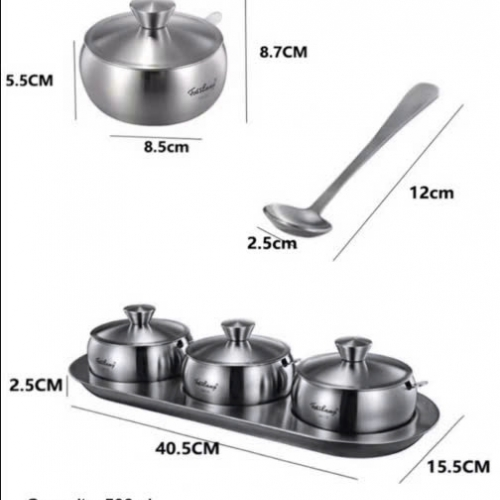 Bộ 3 hũ gia vị kèm khay đựng FOSSLANG - RK433