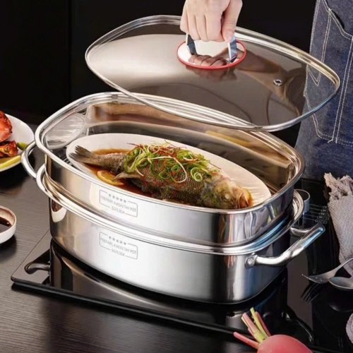 NỒI HẤP CÁ 2 TẦNG INOX 304 RK718
