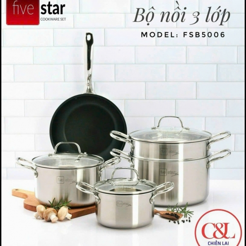 Bộ nồi 3 lớp 5 món Fivestar FPB5006