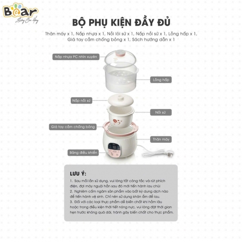 Nồi nấu chậm Bear 0.8L SUBE001