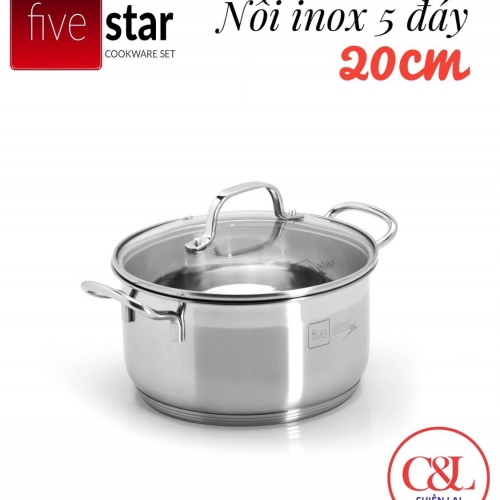 Nồi inox Fivestar 5 đáy inox 304 đun từ