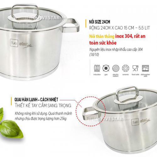 NỒI INOX 304 FIVESTAR 18CM