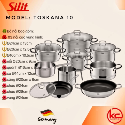 ?Bộ nồi Silit Toskana 10 món?