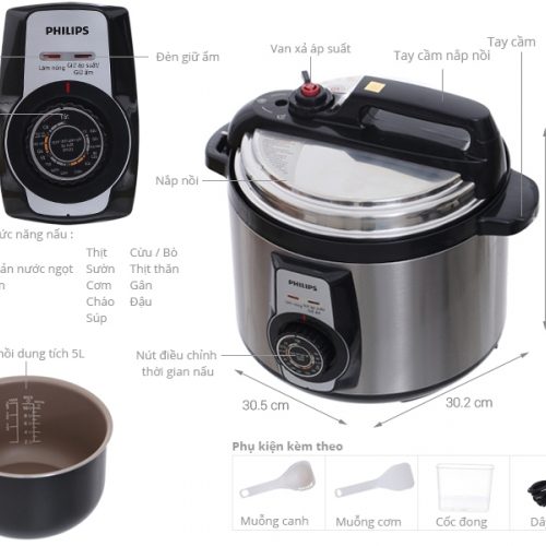 Nồi áp suất điện 5L Philips HD-2103