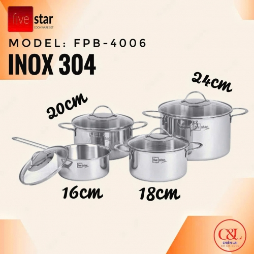 Bộ nồi 3 lớp 4 món Fivestar FPB4006