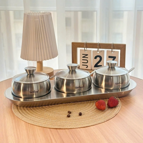 Bộ 3 hũ gia vị kèm khay đựng FOSSLANG - RK433