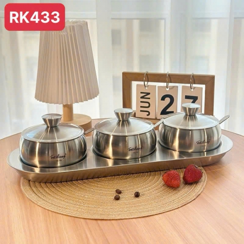 Bộ 3 hũ gia vị kèm khay đựng FOSSLANG - RK433