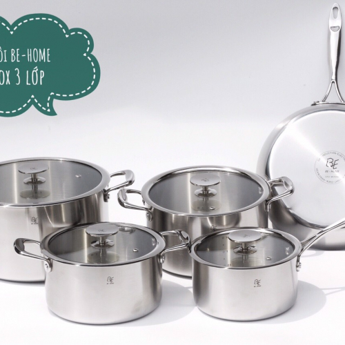 BỘ NỒI CHẢO BEHOME 3 LỚP 5 MÓN