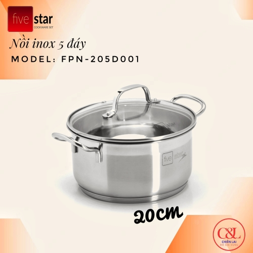 Nồi inox Fivestar 5 đáy inox 304 đun từ