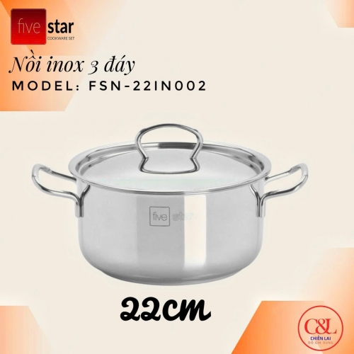 Nồi inox Fivestar đáy sandwich inox 430 đun từ 20CM
