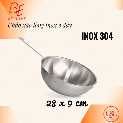Chảo xào lòng inox Behome 28x9cm