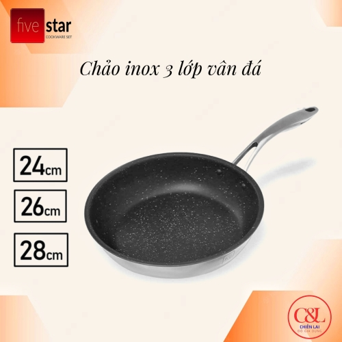 CHẢO FIVESTAR 3 LỚP 24CM - ĐUN TỪ