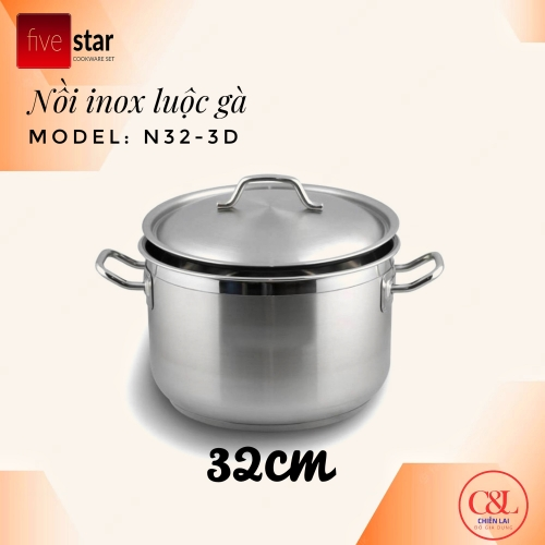NỒI LUỘC GÀ FIVESTAR 3 ĐÁY INOX 430 32CM-ĐUN TỪ