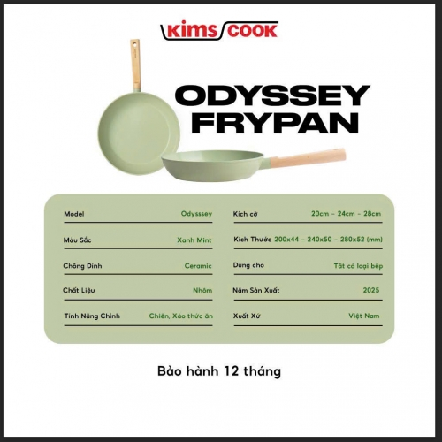 Chảo chống dính men gốm đun từ Odyssey 20cm