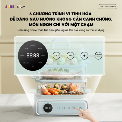 Nồi lẩu hấp điện 3 tầng 21.5L Bear DZG-P20W7