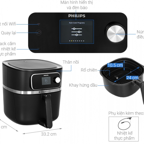 Nồi chiên không dầu Philips HD9880/90 8.3L