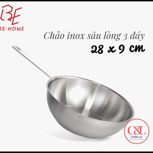 Chảo xào lòng inox Behome 28x9cm