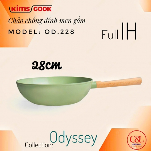 Chảo xào men gốm đun từ Odyssey 28cm