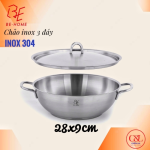 CHẢO XÀO INOX 28CM SÂU LÒNG BEHOME 2 QUAI-304