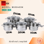 Bộ nồi Five star 5 oval vung kính